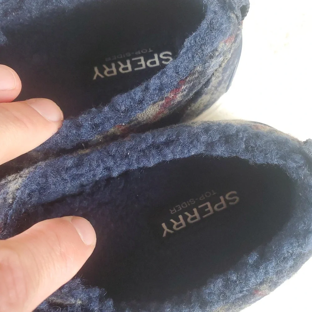 Sperry Top Sider Pier Wave LTT Teddy Wool Womens Shoes Sz 5.5 Navy Plaid Sneaker